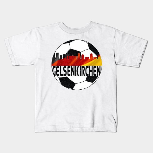 Gelsenkirchen Germany Euro 2024 football—Black text Kids T-Shirt by Rocky Ro Designs